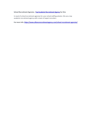 School Recruitment Agencies - Top Academic Recruitment Agency For Hire