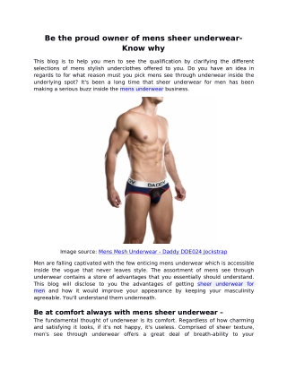 Be the proud owner of mens sheer underwear-Know why