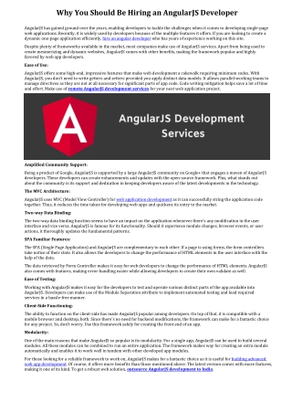Remote AngularJS Development Services