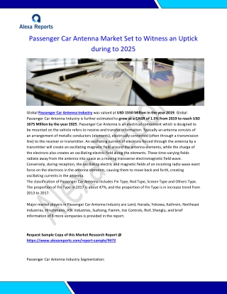 Passenger Car Antenna Market Set to Witness an Uptick during to 2025