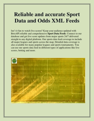 Reliable and accurate Sport Data and Odds XML Feeds
