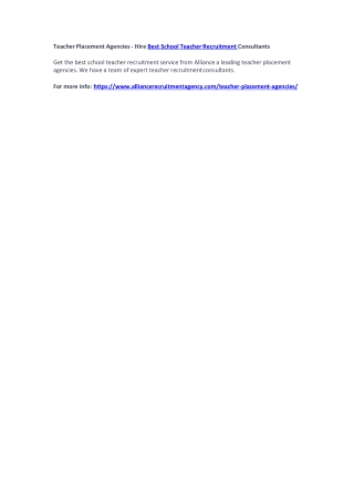 Teacher Placement Agencies - Hire Best School Teacher Recruitment Consultants