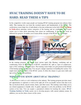 Hvac training doesn't have to be hard. read these 6 tips