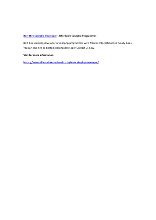 Best Hire Cakephp Developer - Affordable Cakephp Programmer