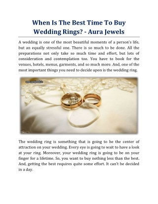 When Is The Best Time To Buy Wedding Rings - Aura Jewels