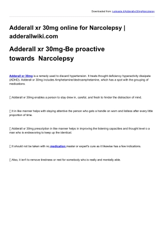 Adderall xr 30mg online for Narcolepsy | adderallwiki.com