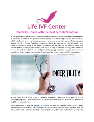 Infertility – Burst with the Best Fertility Solutions