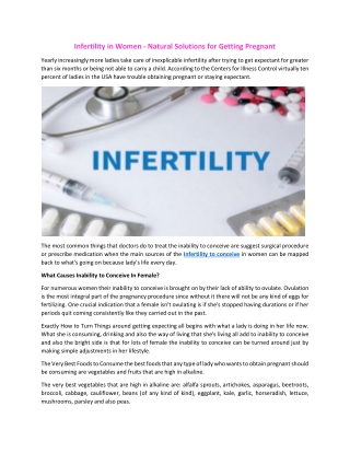Infertility in Women - Natural Solutions for Getting Pregnant
