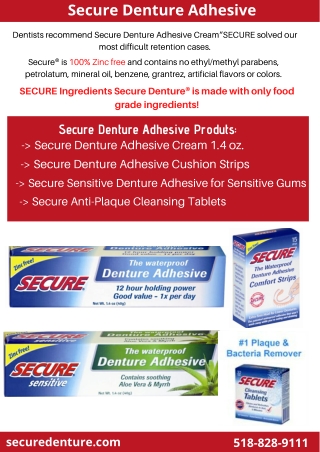 Secure Denture Adhesive and Denture Cream Products