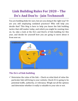 Link Building Rules For 2020 – The Do’s And Don’ts - Jain Technosoft