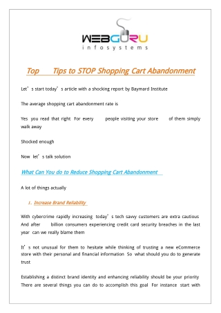 Top 10 Tips to STOP Shopping Cart Abandonment