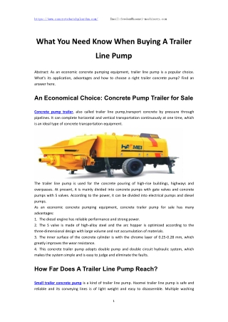 What You Need Know When Buying A Trailer Line Pump