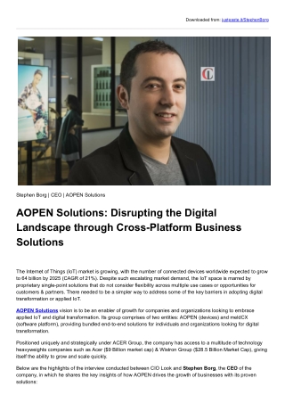 Stephen Borg | AOPEN Solutions | Disrupting the Digital Landscape