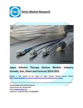 Japan Infusion Therapy Devices Market Growth, Size, Share, Industry Report and Forecast 2019-2025