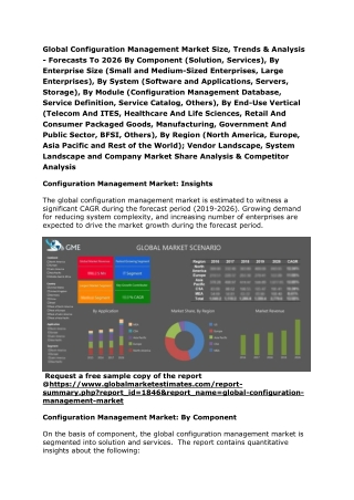 Global Configuration Management Market Size, Trends & Analysis - Forecasts To 2026
