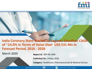 New Study Expects India Coronary Stent Market to Touch  US$ 531 Mn Valuation by 2026