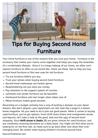 Tips for Buying Second Hand Furniture