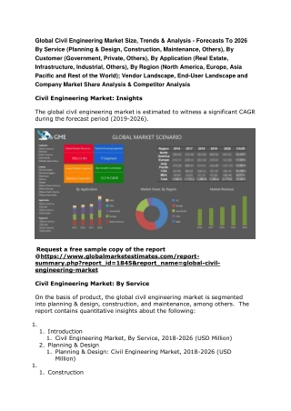 Global Civil Engineering Market Size, Trends & Analysis - Forecasts To 2026