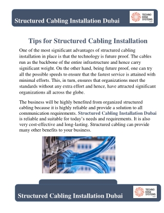 Tips for Structured Cabling Installation