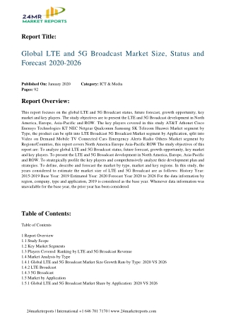 LTE and 5G Broadcast Market Size, Status and Forecast 2020-2026