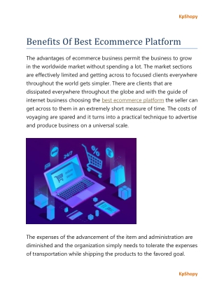 Benefits Of Best Ecommerce Platform