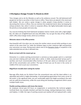 4 Workplace Design Trends To Watch in 2020 - Value Office Furniture