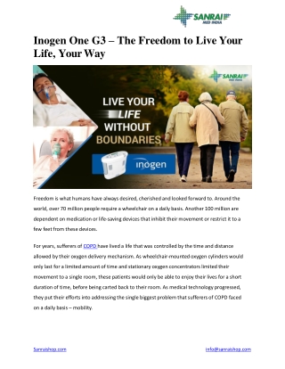 Inogen One G3 – The Freedom to Live Your Life, Your Way