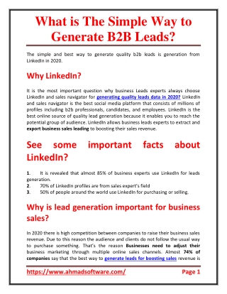 What is the simple way to generate B2B leads