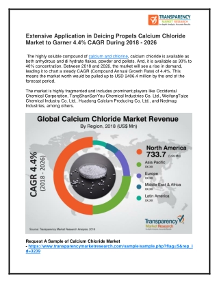 Calcium Chloride Market Worth US$ 2.4 Bn by 2026