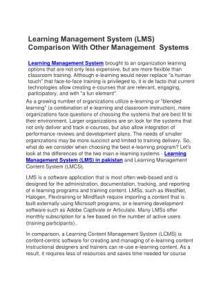 Learning Management System (LMS)  Comparison With Other Management  Systems