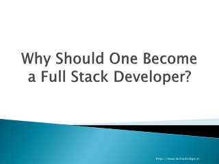 Why Should One Become a Full Stack Developer?