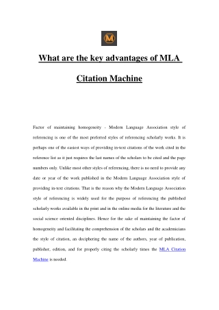 What are the key advantages of MLA Citation Machine?