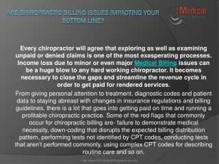 Are Chiropractic Billing Issues Impacting your Bottom Line?
