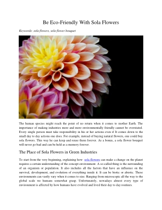 Be Eco-Friendly With Sola Flowers
