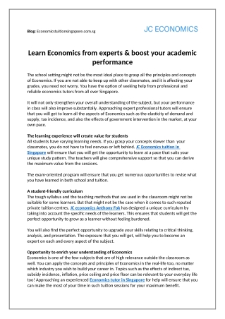 Learn Economics From Experts & Boost Your Academic Performance