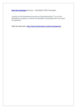 Best html developer Services – Affordable HTML Developer