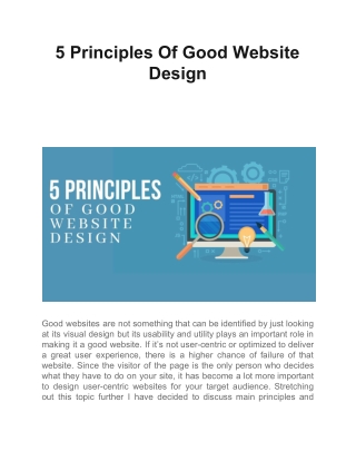 5 Principles Of Good Website Design