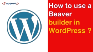 How to use a Beaver builder in WordPress?