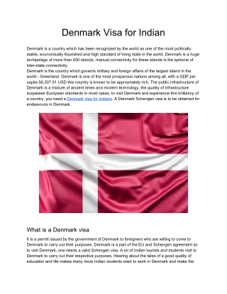 Denmark Visa for Indian