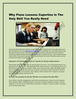 Why Piano Lessons Cupertino Is The Only Skill You Really Need