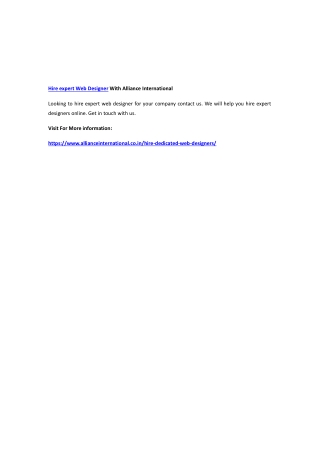 Hire expert Web Designer With Alliance International