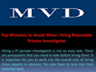 Top Mistakes to Avoid When Hiring Reputable Private Investigator