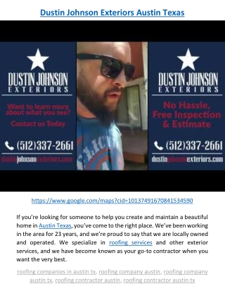 Dustin Johnson Exteriors Austin Texas