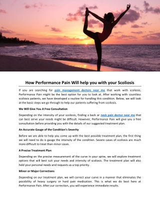 How Performance Pain Will help you with your Scoliosis