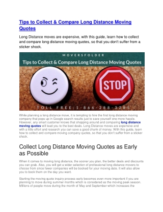 Tips to Collect & Compare Long Distance Moving Quotes