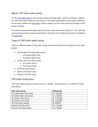 2hp solar water pump