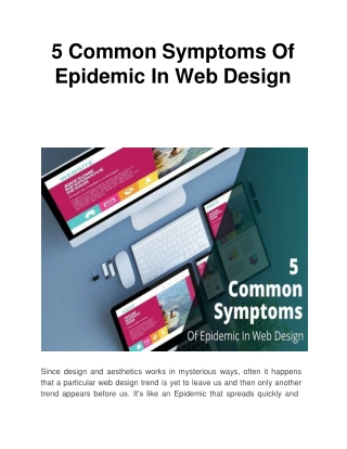 5 Common Symptoms Of Epidemic In Web Design