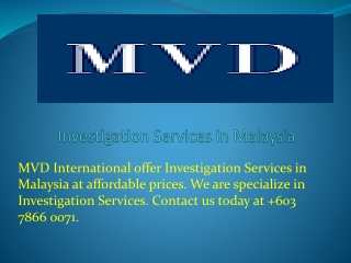 Investigation Services in Malaysia