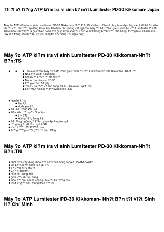 Máy lường ATP kiểm nghiệm vi sinh bề mặt Lumitester PD-30 Kikkoman- Nhật Bản