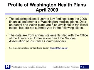 Profile of Washington Health Plans April 2009